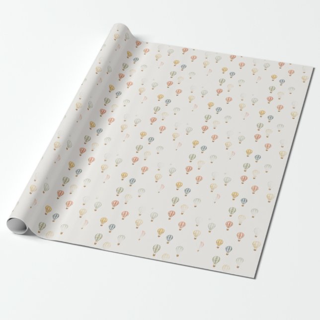 Papel De Presente Padrão de Balão de Ar Quente em Tons Pastéis Suave (Desenrolado)