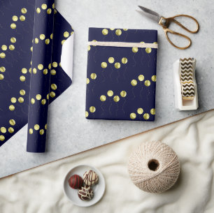 Papel De Presente Padrão de balão dourado minimalista de aniversário