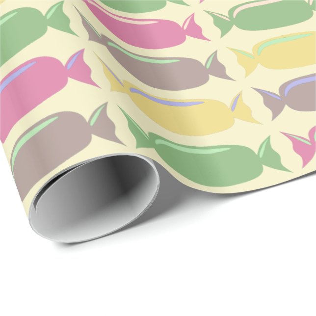 Papel De Presente Padrão de Balas Coloridas Envolvidas (Ponta do rolo)
