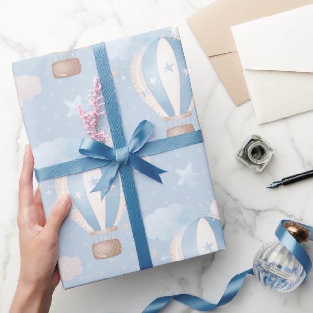 Papel De Presente Padrão de Balões Azuis (Presentear)