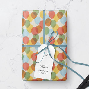 Papel De Presente Padrão de Balões de Partido Coloridos Lavados Pelo