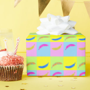 Papel De Presente Padrão de Banana Colorida no Estilo de Arte Pop