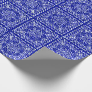 Papel De Presente padrão de bandana azul e branca