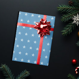 Papel De Presente Padrão de Bandeira Estrela Azul Patriótica