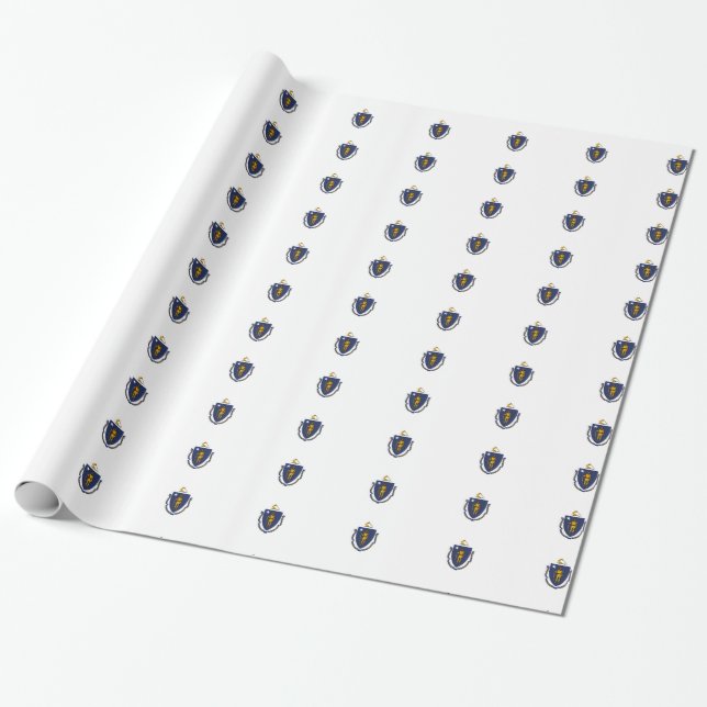 Papel De Presente Padrão De Banner De Massachusetts (Desenrolado)