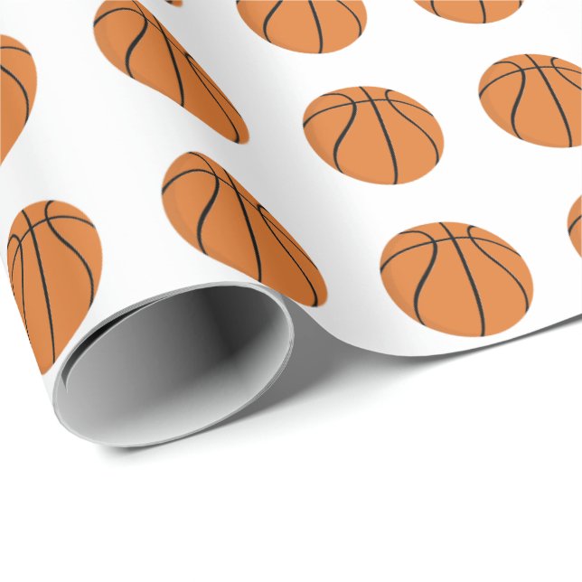 Papel De Presente Padrão de basquete | Qualquer Cor De Fundo (Ponta do rolo)