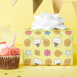 Papel De Presente Padrão de basquetebol divertido