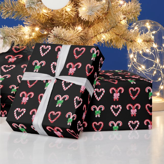 Papel De Presente Padrão de Bastão de Natal (Feriados)