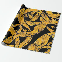 Papel De Presente Padrão de Batik Amarelo e Preto