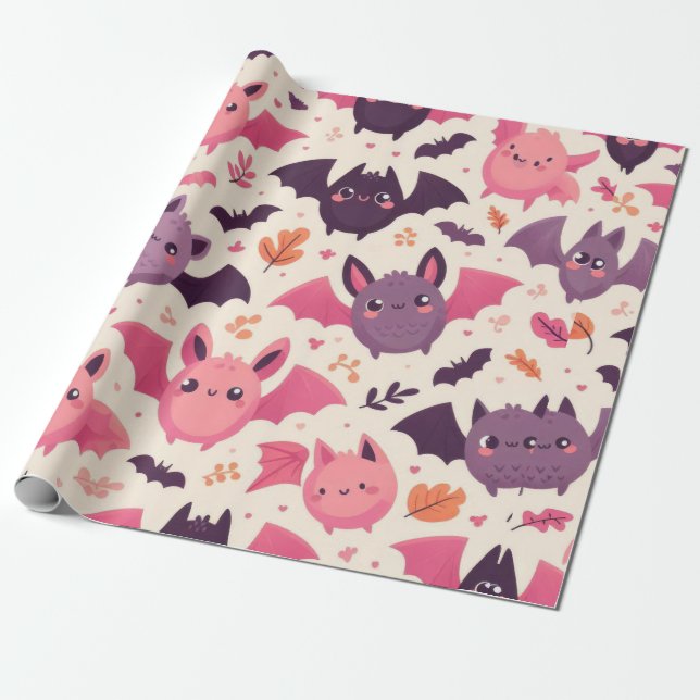 Papel De Presente Padrão de Bats de Halloween (Desenrolado)