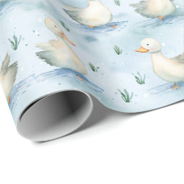 Papel De Presente Padrão de Bebê Menino de Lago de Patos Fofos, Berç