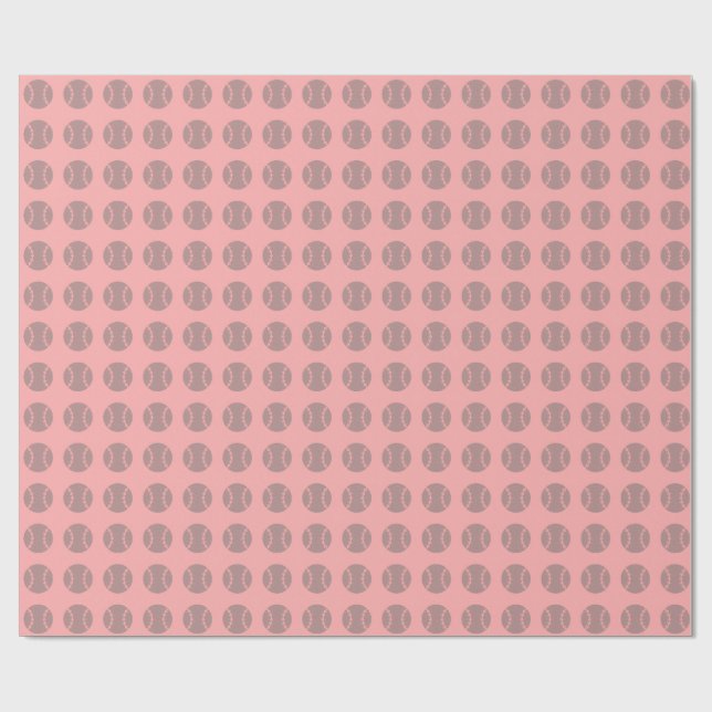 Papel De Presente Padrão de beisebol cinza em fundo rosa (Aberto)