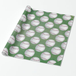 Papel De Presente Padrão de Beisebol no Verde