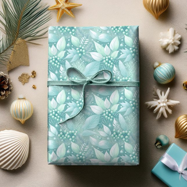 Papel De Presente Padrão de Berries de Folhagem de Natal Costeiro nº (Criador carregado)