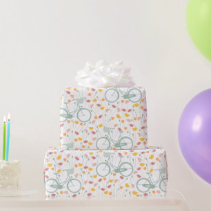 Papel De Presente Padrão de bicicleta primavera Floral e Vintage