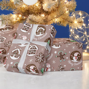 Papel De Presente Padrão de Biscoito de Feriado Fofo e Caprichoso de