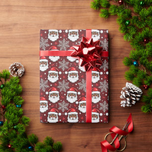 Papel De Presente Padrão de Biscoito de Gengibre Papai Noel Preto De
