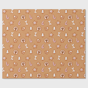 Papel De Presente Padrão de Biscoito de Natal Cachorro de Gengibre