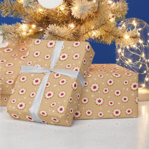Papel De Presente Padrão de Biscoitos de Natal com Geleia Feriado