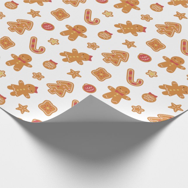 Papel De Presente Padrão de Biscoitos de Natal do Homem de Gengibre  (Ponta)