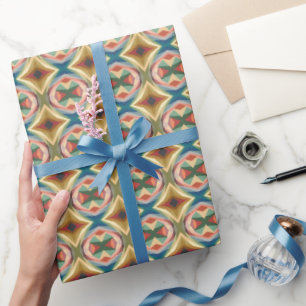 Papel De Presente Padrão de Bloco de Cor Geométrico de Arte Pop Retr