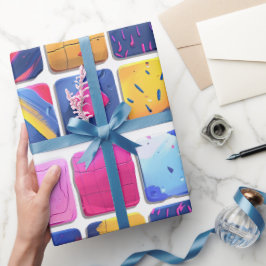 Papel De Presente Padrão de blocos coloridos do abstrato