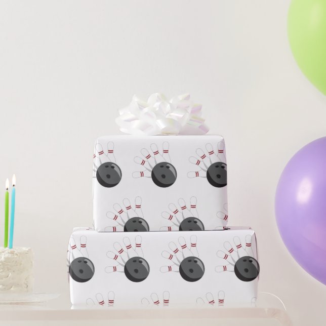 Papel De Presente Padrão de Bola de boliche e pinos personalizados (Presentes para festas)