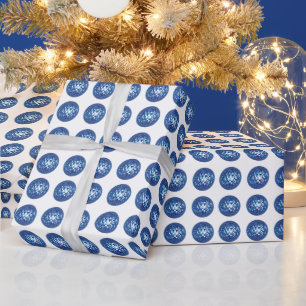 Papel De Presente Padrão de Bola de Disco Azul