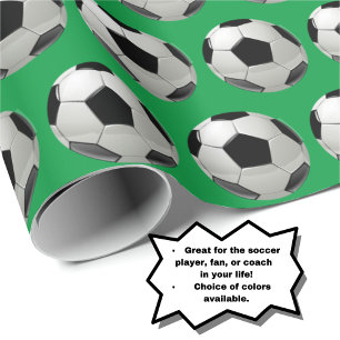 Papel De Presente Padrão de Bola de Futebol Divertido no Livro Verde