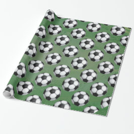 Papel De Presente Padrão de bola de futebol preto e branco