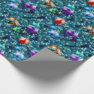 Papel De Presente Padrão de Bolas de Árvore de Natal