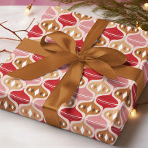 Padrão de Bolha de Natal Vermelho Retro Rosa Doura
