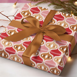 Papel De Presente Padrão de Bolha de Natal Vermelho Retro Rosa Doura