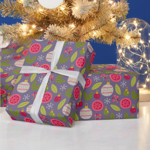 Papel De Presente Padrão de Bolha Verde Rosa de Natal