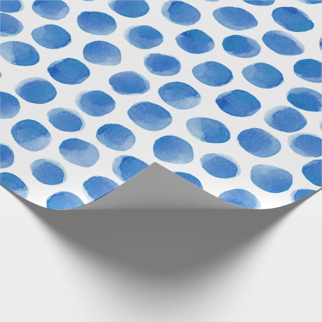 Papel De Presente  Padrão de Bolinhas Azul de Aquarela  (Ponta)