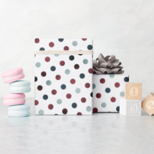 Papel De Presente Padrão de bolinhas Burgundy e Azul Cinza
