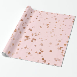 Papel De Presente Padrão de bolinhas de confete rosa dourado Elegant