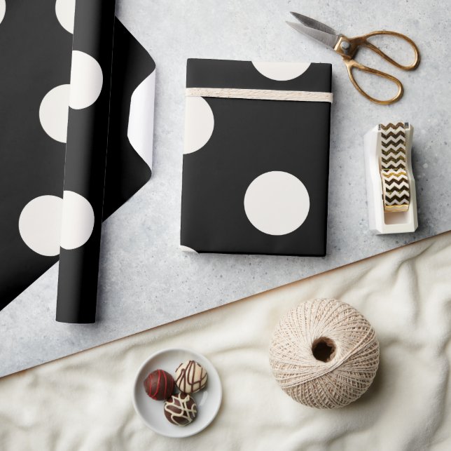 Papel De Presente Padrão de Bolinhas Elegantes em Vanilla no Casamen (Artesanato)