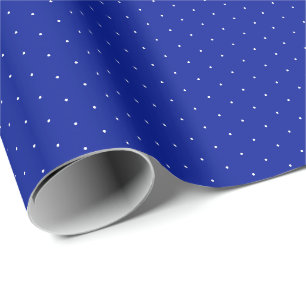 Papel De Presente Padrão de bolinhas minúsculas brancas e azuis de