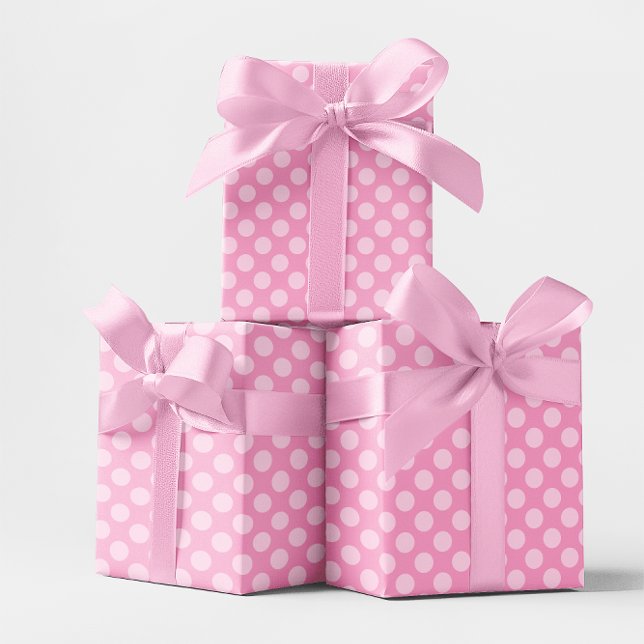 Papel De Presente Padrão de Bolinhas Monocromático Rosa (Pink Monochrome Polka Dot Pattern Wrapping Paper)