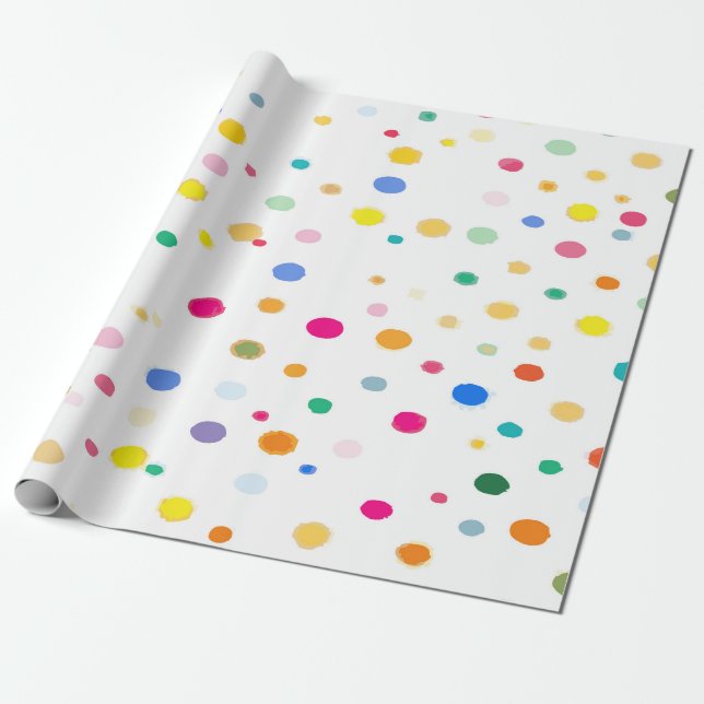 Papel De Presente Padrão de Bolinhas Multicolorido Brilhante – Diver (Desenrolado)