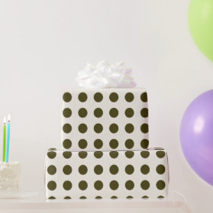 Papel De Presente Padrão de Bolinhas verde-oliva e antigo rendas