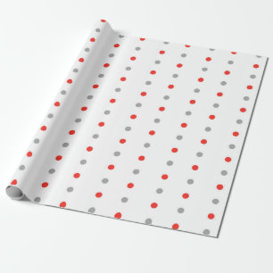 Papel De Presente Padrão de Bolinhas Vermelha e Cinza