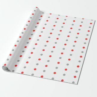 Papel De Presente Padrão de Bolinhas Vermelha e Cinza