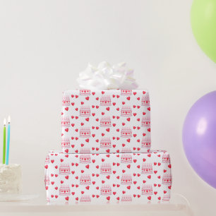Papel De Presente Padrão de Bolo de Aniversário do Dia dos Namorados