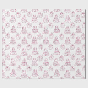 Papel De Presente Padrão de Bolo de Aniversário Doce Celebração
