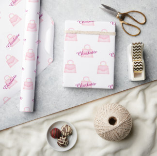Papel De Presente Padrão de bolsa de cor de água rosa com Na moda de