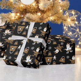 Papel De Presente Padrão de Bolsa Santa Leopardo em Preto