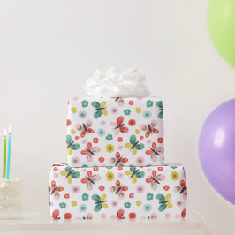 Papel De Presente Padrão de Borboleta 