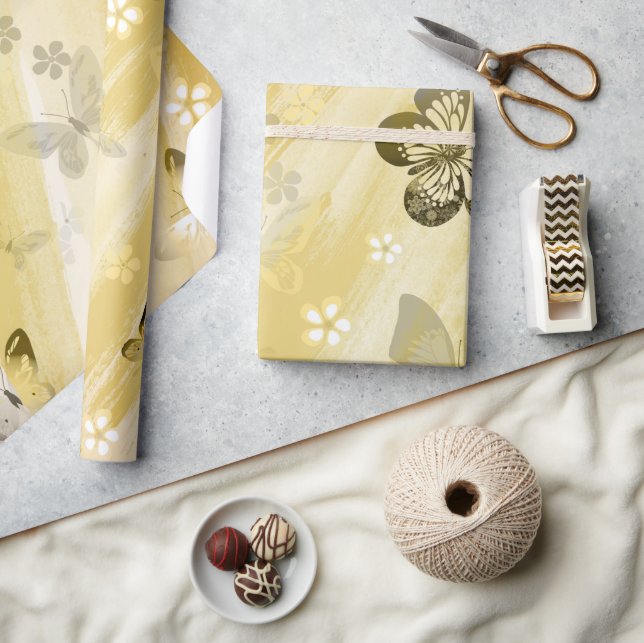 Papel De Presente Padrão de borboleta 10 (Artesanato)